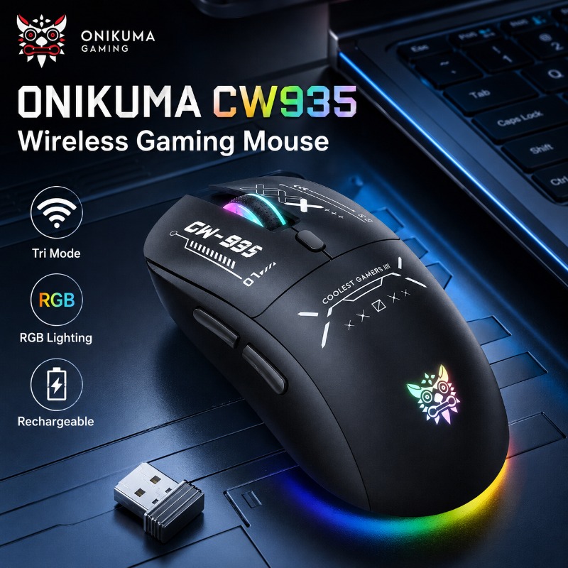 Esports Essential Gaming Pc - ONIKUMA CW935 ワイヤレスゲーミングマウス トリモード 1000Hzポーリング RGB