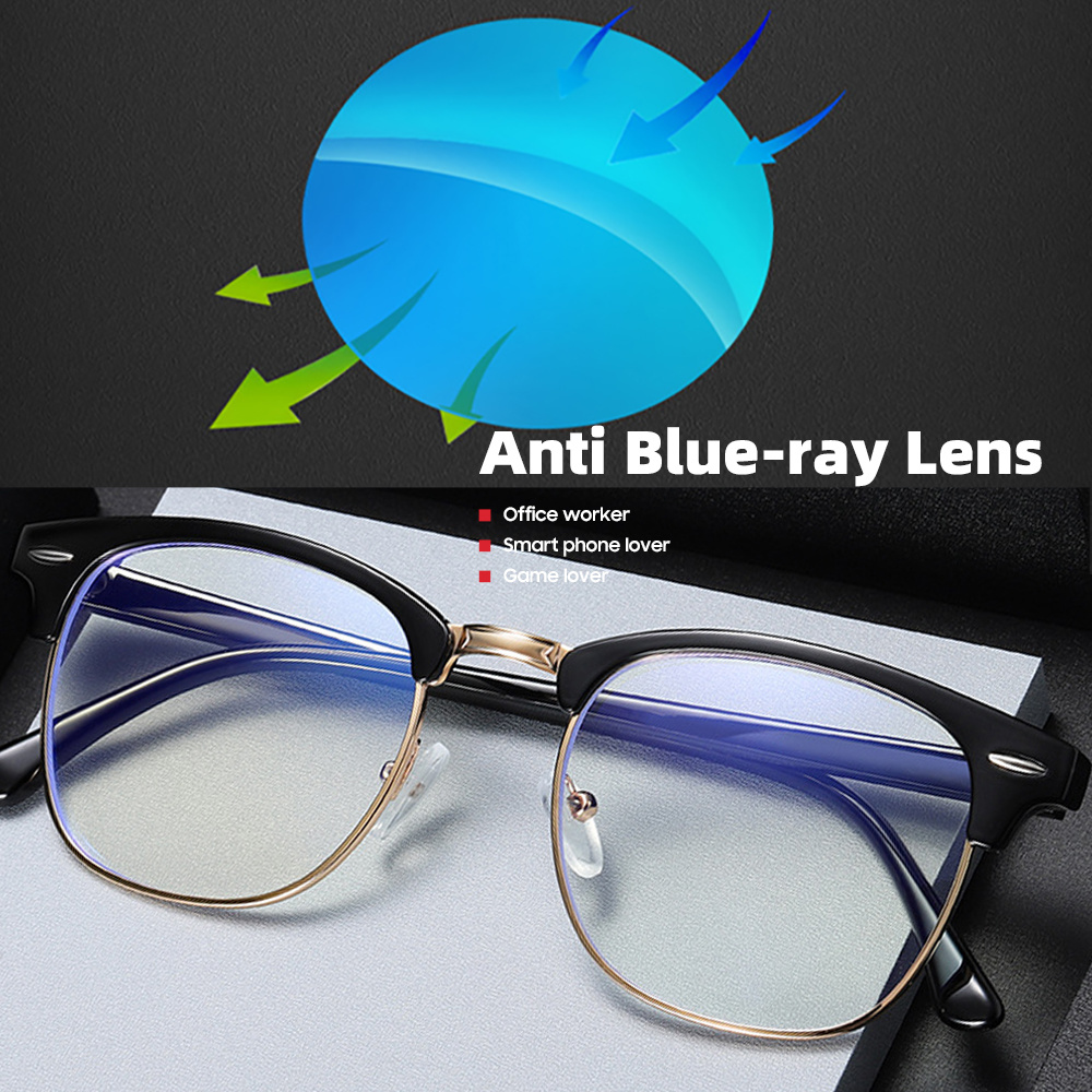 男性と女性のためのクラシックなスクエア老眼鏡,青色光フィルタ - Gaming Glasses Blue のレビューと価格