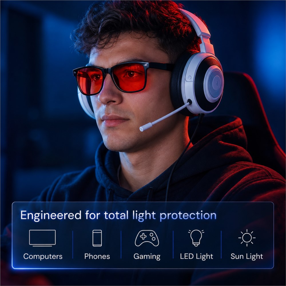 高度なブルーライトカットゲーミングメガネ 赤レンズ 睡眠の質 - Gaming Glasses Blue のレビューと価格